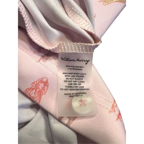 William Murray Golf Polo Shirt Mens large Pink Horse Racing And They're Off - Picture 5 of 6